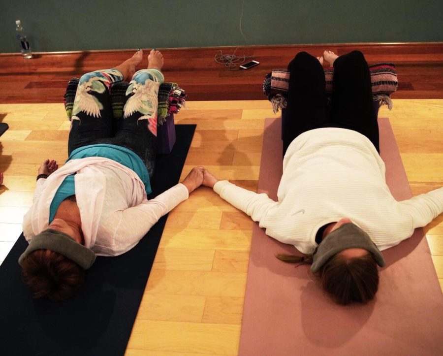 Adult women in yoga nidra